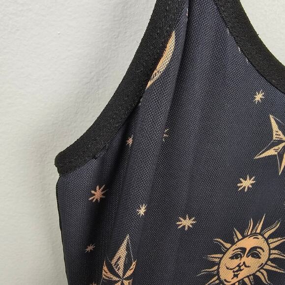 HOROSCOPEZ Witchy Spaghetti Strap Dress Black/Gold Womens Sz M Whimsy Goth Y2K - Picture 4 of 13